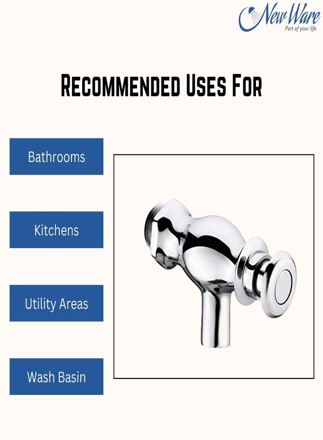 NEW WARE مبولة نحاسية جديدة من نيو وير (سن ذكر) للحمام/صنبور مبرد المياه - صمام تدفق للمبولة في الحمامات والمراحيض العامة - طلاء كروم - Image 3